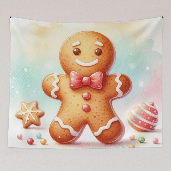 Item preview, Cute Gingerbread Man Cookie with Bow Tie - Christmas Watercolor Art designed and sold by Pioneer Spirit Market.