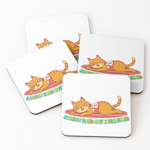 Item preview, Almost Died But I Finished Funny Marathon Running Cat Sticker designed and sold by SOOOMINO.