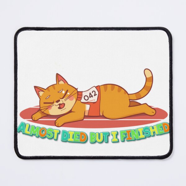 Item preview, Almost Died But I Finished Funny Marathon Running Cat Sticker designed and sold by SOOOMINO.