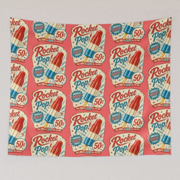 Item preview, Retro Rocket Pop Bomb Pop – 1950s Ice Cream Truck Red White Blue Popsicle Vintage Summer Design designed and sold by shorethings.