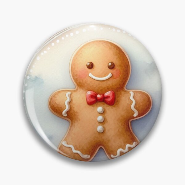 Item preview, Cute Gingerbread Man in Circle Frame - Christmas Watercolor Art designed and sold by Pioneer Spirit Market.