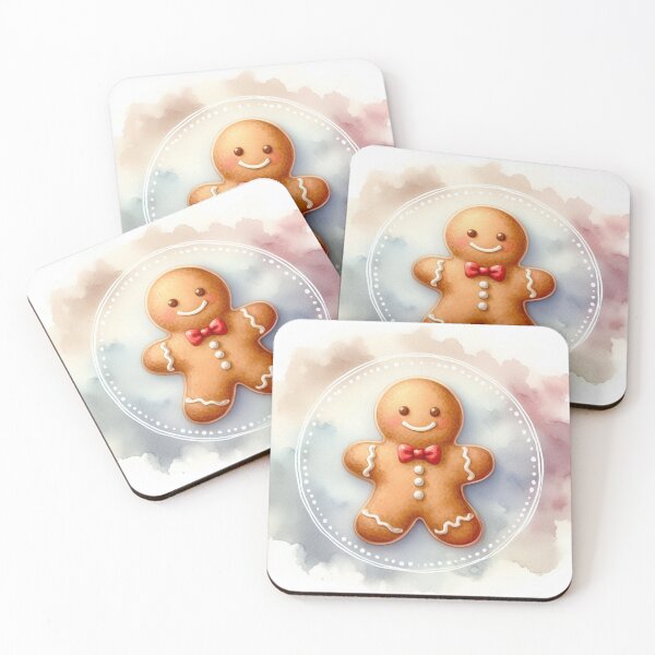 Item preview, Cute Gingerbread Man in Circle Frame - Christmas Watercolor Art designed and sold by Pioneer Spirit Market.