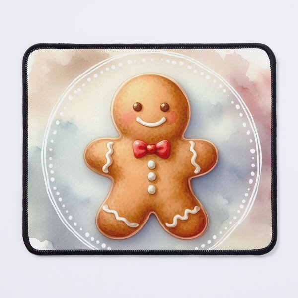 Item preview, Cute Gingerbread Man in Circle Frame - Christmas Watercolor Art designed and sold by Pioneer Spirit Market.
