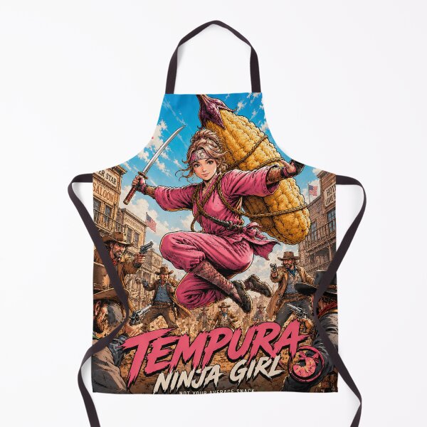Item preview, Tempura Ninja Girl – Wild West | Crispy Ninja vs Cowboys | Japanese Food Hero Western designed and sold by Japan Cyberpunk Universe & Surreal Characters.