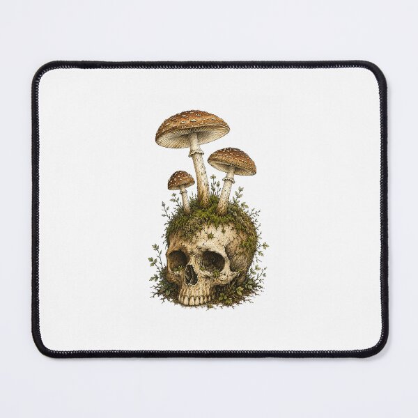 Item preview, Dark Academia Cottagecore Mushrooms and Skull Botanical Art designed and sold by Prints-Things.