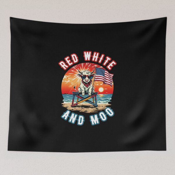 Item preview, Red White and Moo Patriotic Highland Cow designed and sold by LunaMagicStudio.