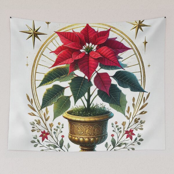 Item preview, Poinsettia Plant in Gold Pot - Christmas Watercolor Art designed and sold by Pioneer Spirit Market.