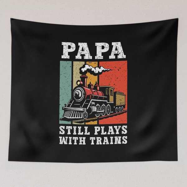 Item preview, Papa Still Plays With Trains Vintage Retro Sunset Steam Locomotive designed and sold by Dmetalx Art Apparel.