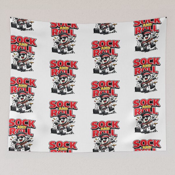Item preview, Sock and Roll – Funny Sock Rockstar Parody Illustration | Music Pun Wall Art Design designed and sold by Donsean22.