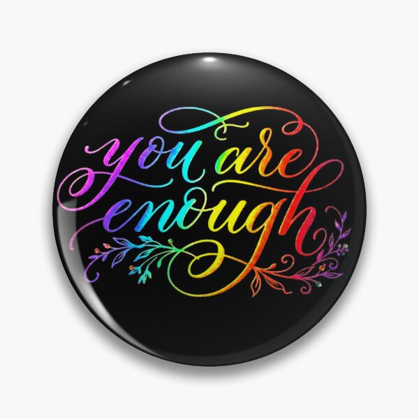 Item preview, You Are Enough Rainbow Calligraphy Inspirational Quote Art designed and sold by ExploreAura Studio.