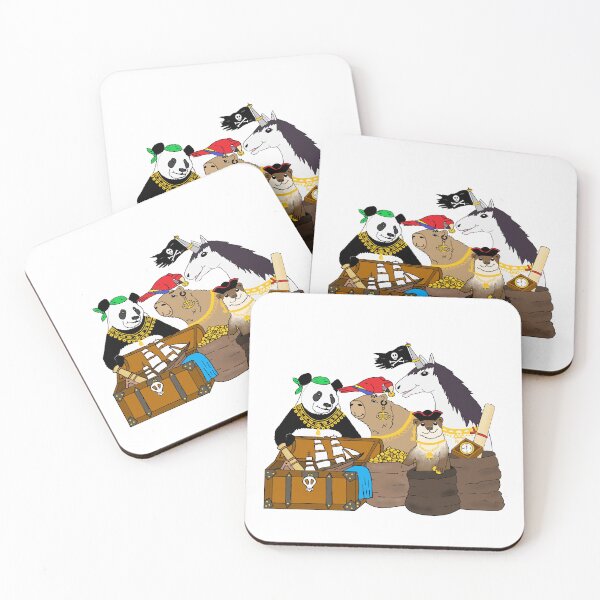 Item preview, Halloween Pirate Capybara, Otter, Panda, Parrot, and Unicorn Die Cut designed and sold by JoyousArt4u.