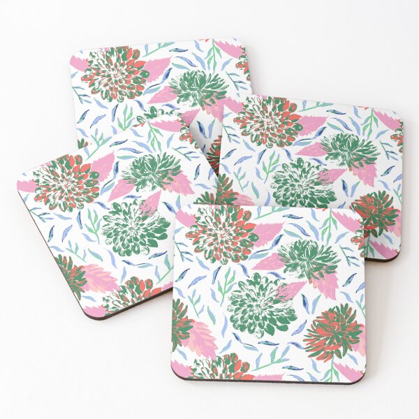 Item preview, Daylight Dahlias Bloom Summer Floral Green Red Pink designed and sold by Dally-Dabble.