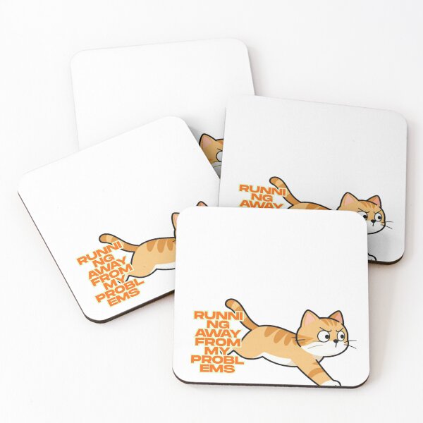 Item preview, Running Away From My Problems Sarcastic Jogging Cat Sticker designed and sold by SOOOMINO.