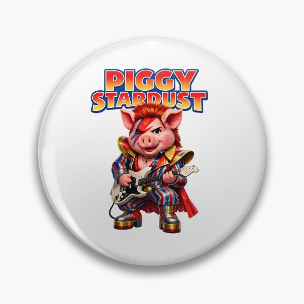 Item preview, Piggy Stardust – Glam Rock Pig Parody Design | Funny Space Rock Music Illustration designed and sold by Donsean22.