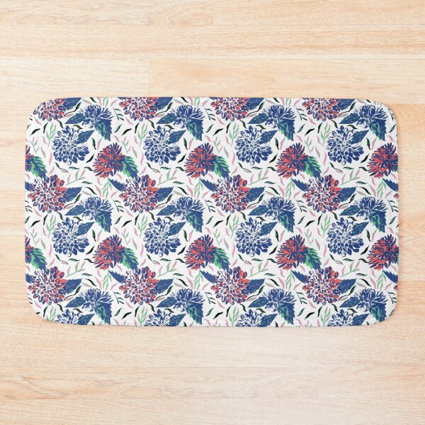 Item preview, Daylight Dahlias Bloom Summer Floral Blue and Red designed and sold by Dally-Dabble.