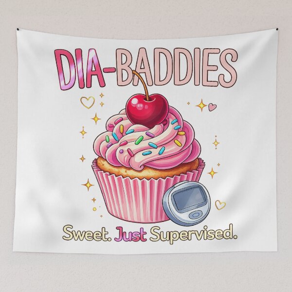 Item preview, DIA-BADDIES Sweet Just Supervised Diabetes Cupcake Pump Sticker designed and sold by Jaded's Cute Clips.