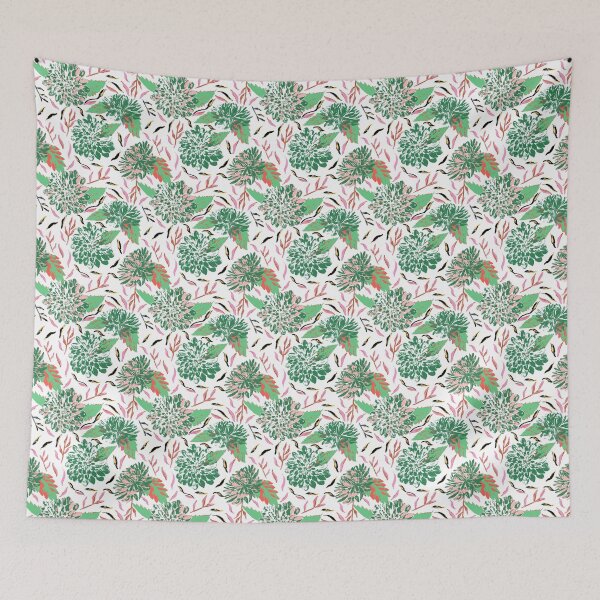 Item preview, Daylight Dahlias Bloom Summer Floral Green and Pink designed and sold by Dally-Dabble.