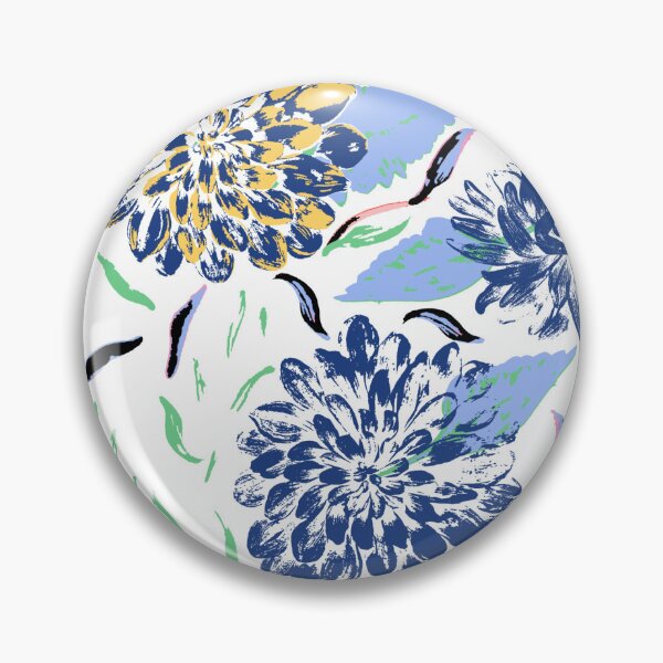 Item preview, Daylight Dahlias Bloom Summer Floral Green and Pink Blue and Yellow designed and sold by Dally-Dabble.