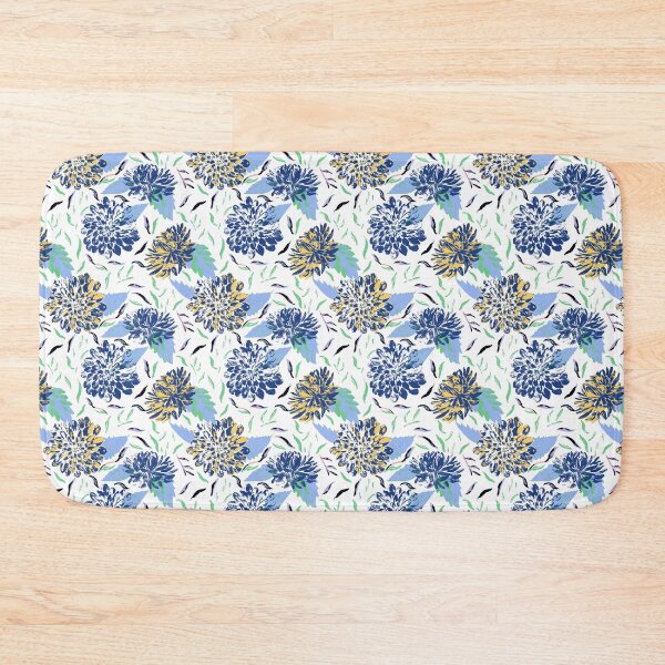 Item preview, Daylight Dahlias Bloom Summer Floral Green and Pink Blue and Yellow designed and sold by Dally-Dabble.