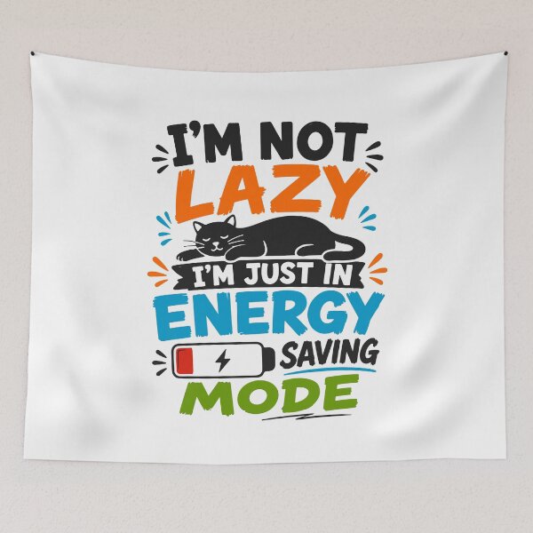 Item preview, I'm Not Lazy, I'm Just in Energy Saving Mode - Lazy Cat - For White or Light Colors designed and sold by ShirtRemarks.