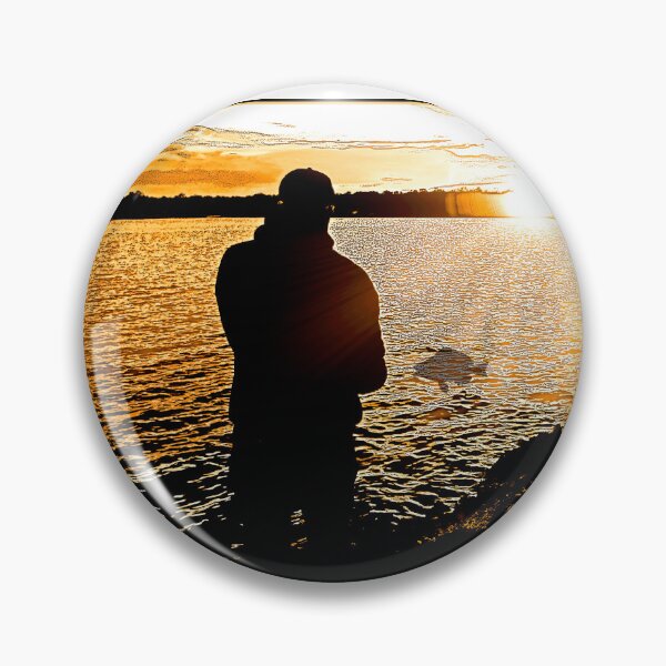Item preview, Fisherman on a Lake Shore at Sunset, Digital Illustration designed and sold by AMacGPhilly.