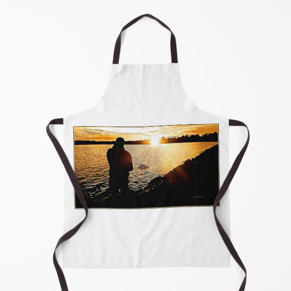Item preview, Fisherman on a Lake Shore at Sunset, Digital Illustration designed and sold by AMacGPhilly.
