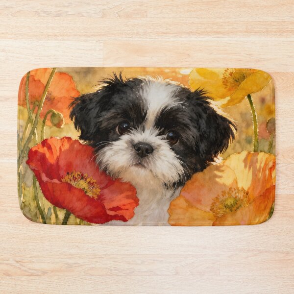 Item preview, Shih Tzu Puppy And Poppies designed and sold by Glimmersmith.