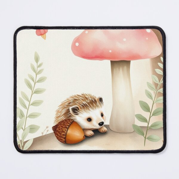 Item preview, Cute Watercolor Hedgehog with Mushroom and Pumpkin designed and sold by Vida e Arte.