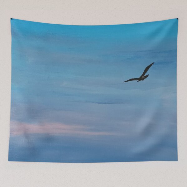 Item preview, Acrylic painting of bird flying in the sunset sky designed and sold by Jmb67.