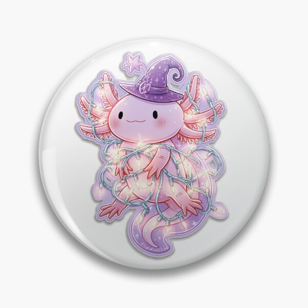 Item preview, Kawaii Axolotl Wrapped in Fairy Lights | Cute Pastel Witch Axolotl Art designed and sold by Moonlit Menagerie.