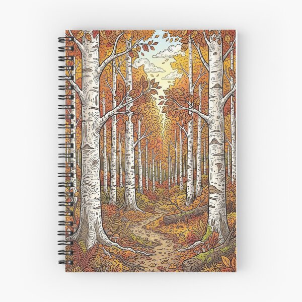 Item preview, AUTUMN FOREST WITH BIRCH TREES MAGICAL NATURAL LANDSCAPE ILLUSTRATION designed and sold by Curiosiart.