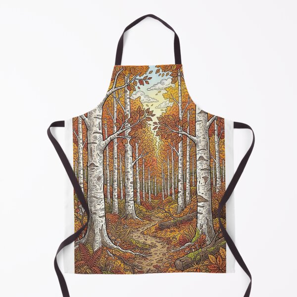 Item preview, AUTUMN FOREST WITH BIRCH TREES MAGICAL NATURAL LANDSCAPE ILLUSTRATION designed and sold by Curiosiart.