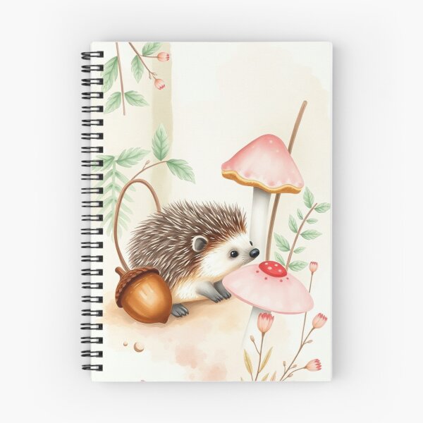 Item preview, Cute Watercolor Hedgehog with Soft Pink Mushrooms designed and sold by Vida e Arte.