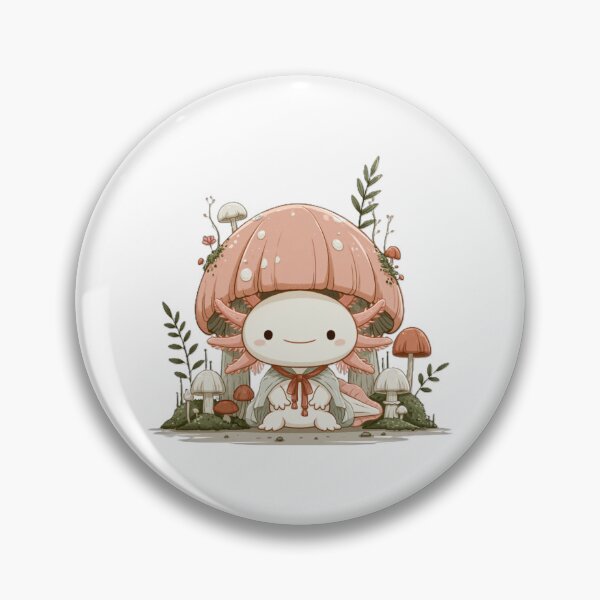 Item preview, Kawaii Axolotl Under Mushroom | Cute Cottagecore Axolotl Art designed and sold by Moonlit Menagerie.