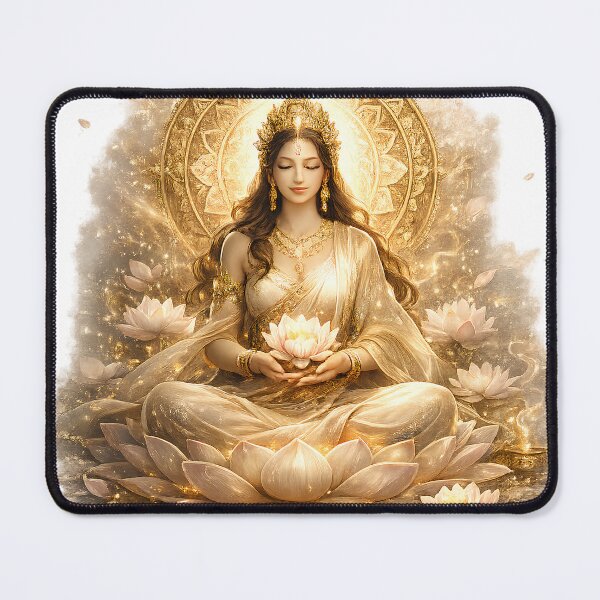 Item preview, Divine Goddess Meditating on Golden Lotus Flower designed and sold by ElisJurado.