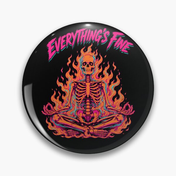 Item preview, Everything’s Fine Flaming Skeleton Meditation designed and sold by Victor Shadehorn.