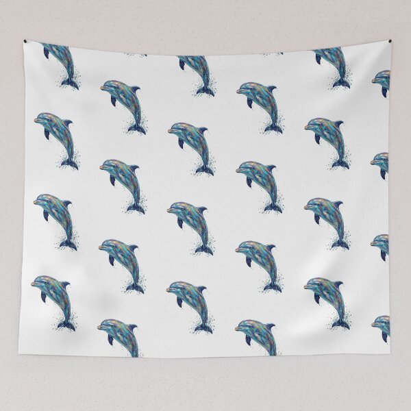 Item preview, Colorful Dolphin Splash Ocean Fantasy Painting designed and sold by SOUFIANE1991.