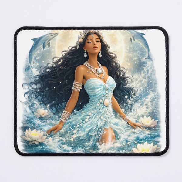Item preview, Ethereal Ocean Goddess with Dolphins and Moon designed and sold by ElisJurado.