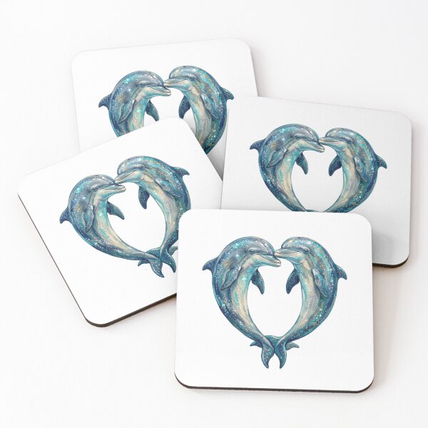 Item preview, Two Dolphins Heart Shape Bottlenose Dolphin Couple Romantic Ocean designed and sold by SOUFIANE1991.