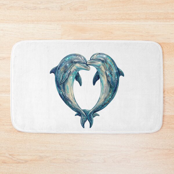 Item preview, Two Dolphins Heart Shape Bottlenose Dolphin Couple Romantic Ocean designed and sold by SOUFIANE1991.