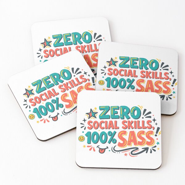 Item preview, Zero Social Skills 100 Percent Sass Colorful Introvert T-Shirt designed and sold by ShirtRemarks.