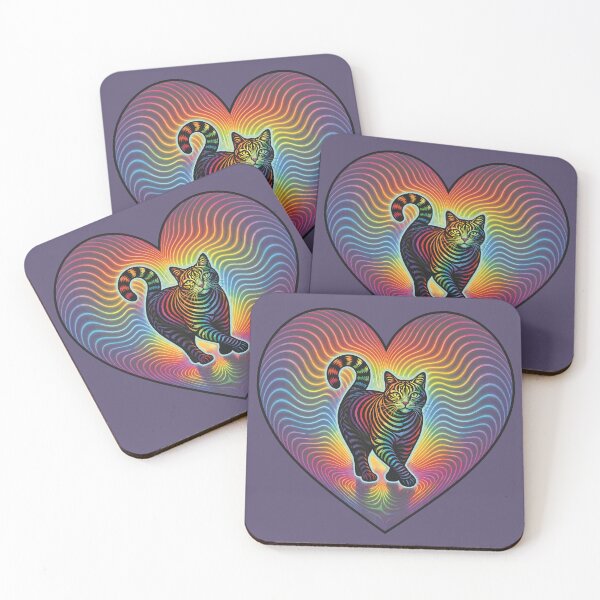 Item preview, Rainbow love cat (pride heart) designed and sold by Cathedral of Curiosity.