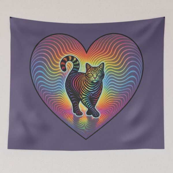 Item preview, Rainbow love cat (pride heart) designed and sold by Cathedral of Curiosity.