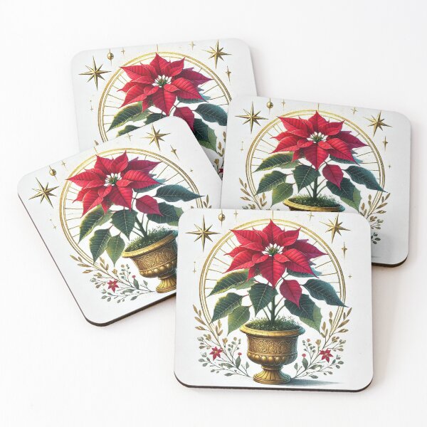 Item preview, Poinsettia Plant in Gold Pot - Christmas Watercolor Art designed and sold by Pioneer Spirit Market.