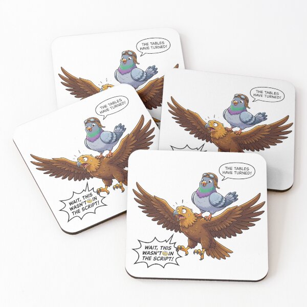 Item preview, Funny Pigeon Catches Eagle - Tables Turned Unexpected Victory Cartoon designed and sold by rich-moda.