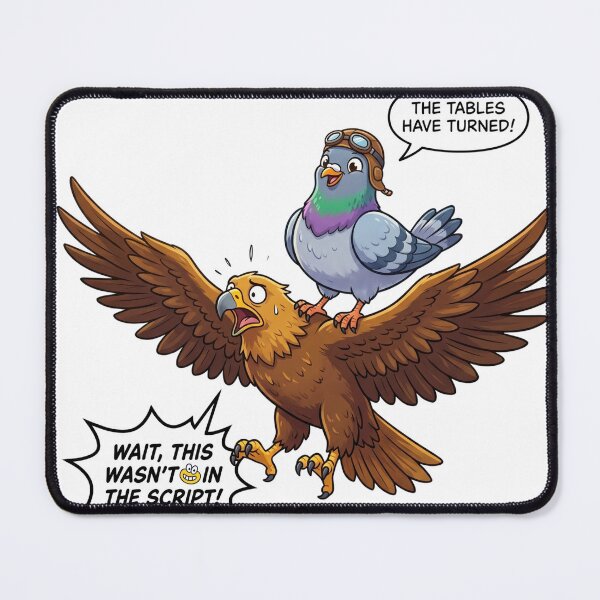 Item preview, Funny Pigeon Catches Eagle - Tables Turned Unexpected Victory Cartoon designed and sold by rich-moda.