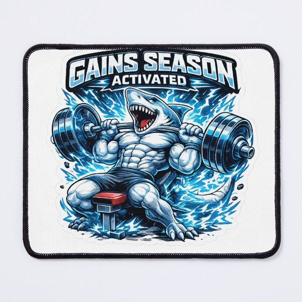 Item preview, Gains Season Activated - Funny Gym Shark Bodybuilding designed and sold by Digistore1221.