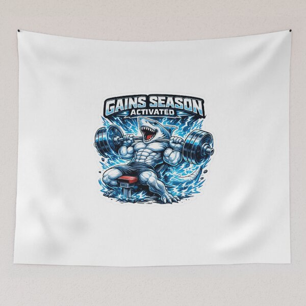 Item preview, Gains Season Activated - Funny Gym Shark Bodybuilding designed and sold by Digistore1221.