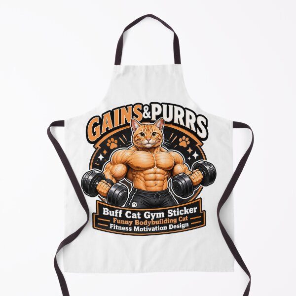 Item preview, Gains and Purrs - Buff Cat Gym Bodybuilding designed and sold by Digistore1221.