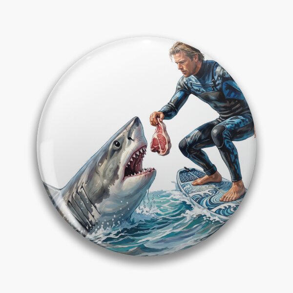 Item preview, Surfer Feeding Great White Shark Meat Realistic Art designed and sold by rich-moda.